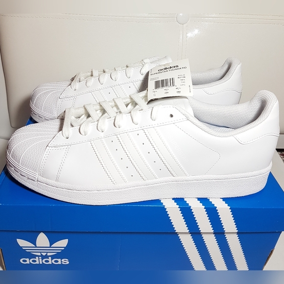 ADIDAS SUPERSTAR TRIPLE WHITE MEN'S US SIZE 12.5 BRAND NEW IN BOX - Picture 2 of 15